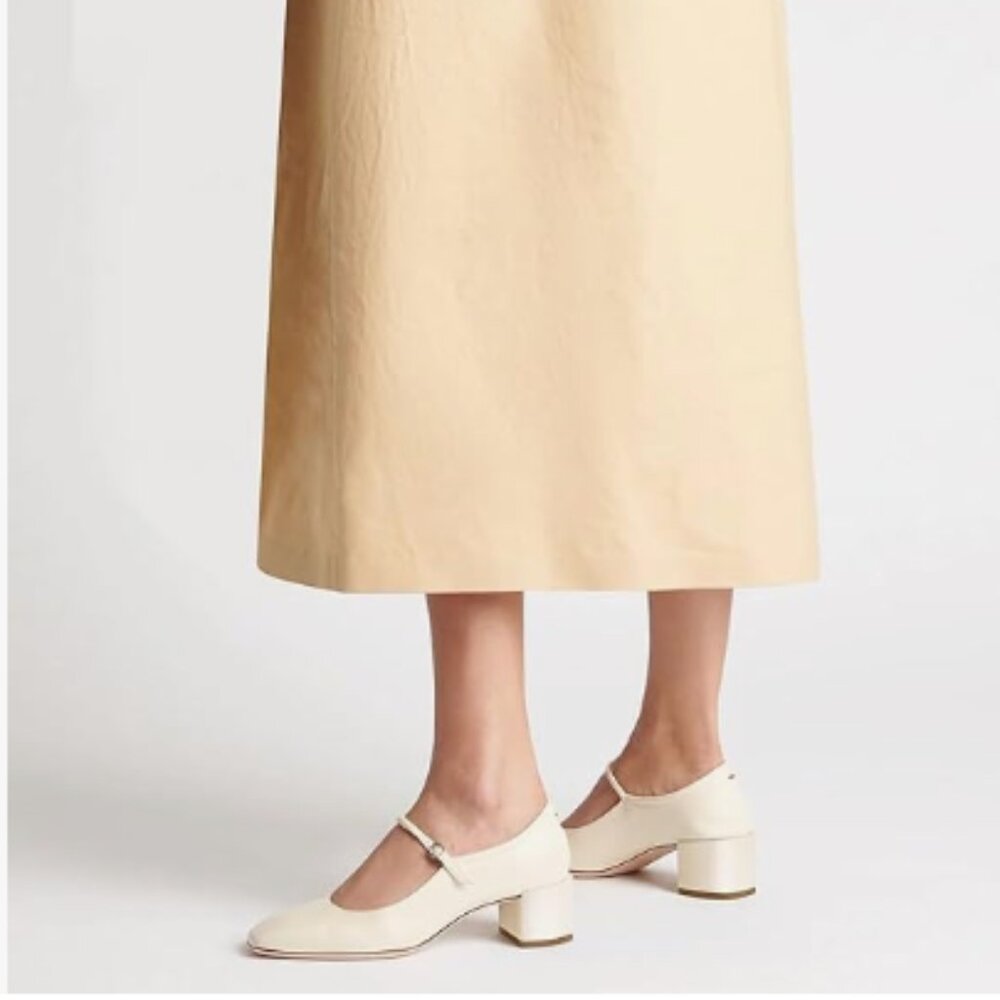 miss left Beige Single Strap Buckle Square Toe Mary Janes Block Low Heel Pumps